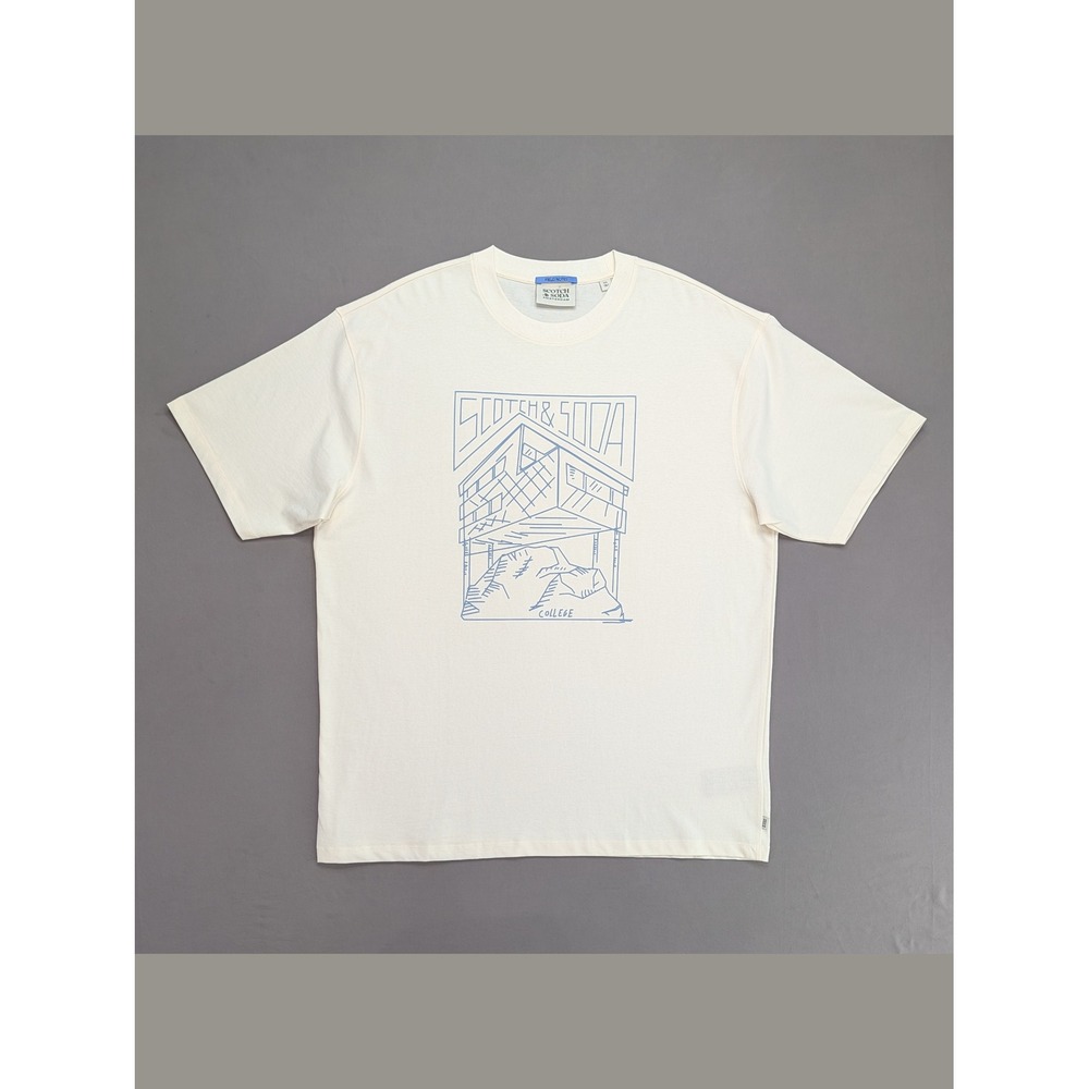 Scotch & Soda Field Notes Graphic Tee XXL Boxy Fit Organic Cotton